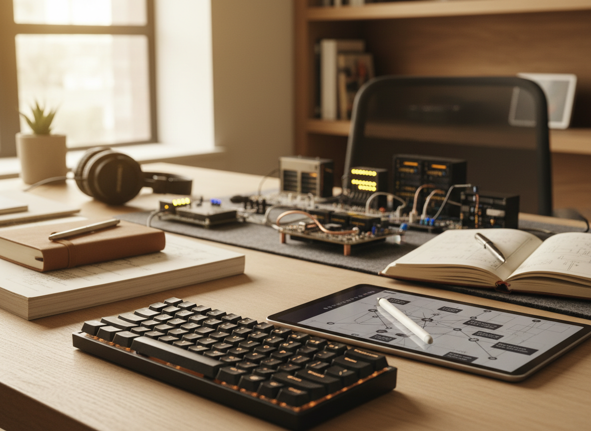 Close detail of the tools behind the build process